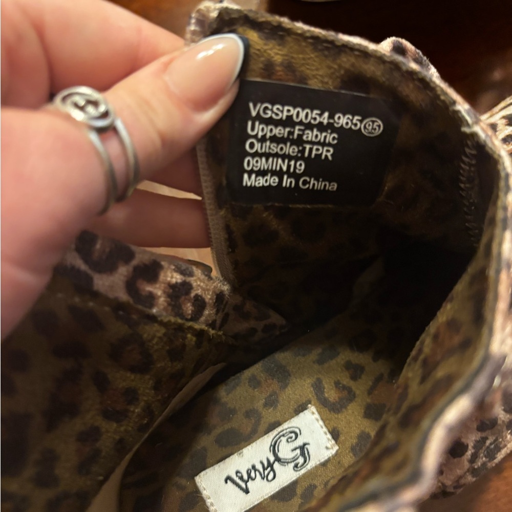 Very G Brown Ankle Boots with Bold Animal Print